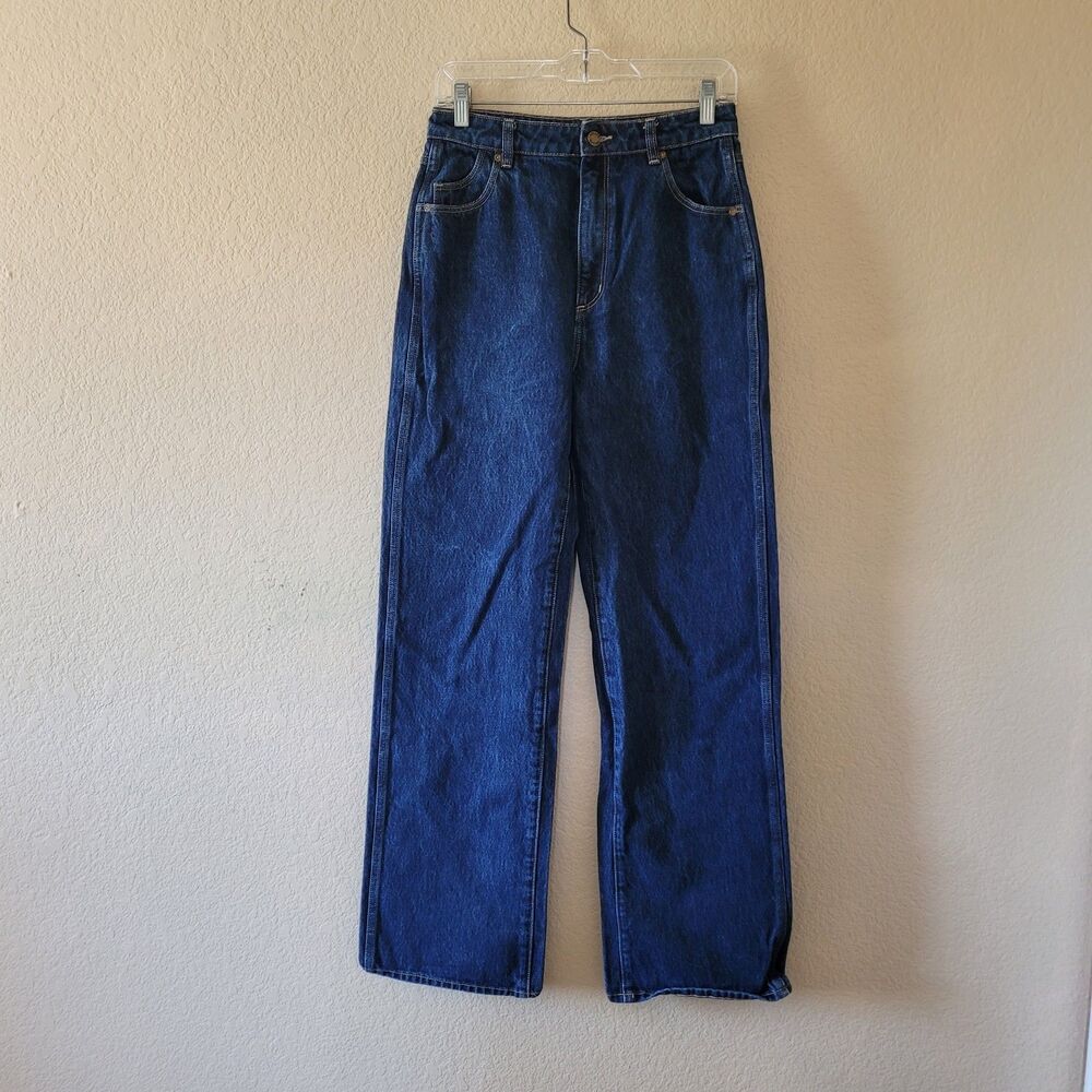 Rolla's Size 28 Heidi High Rise Loose Straight Jeans Dark Blue Indigo Relaxed